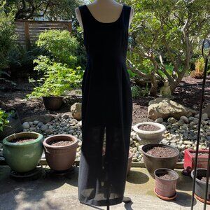 Hirsch Germany Dress Black Semi Sheer Lined Maxi Sleeveless Scoop Neck Size 10